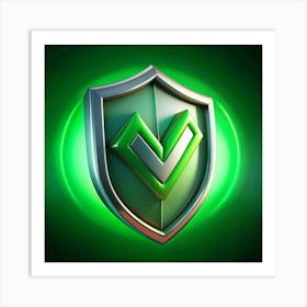 Green Check Mark On A Silver Shield Art Print