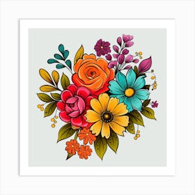 Bouquet Of Flowers,A close up of a bunch of flowers Art Print