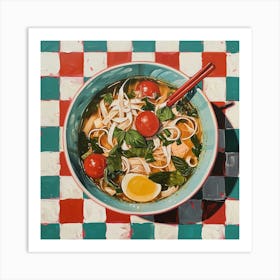 Noodle Soup Pastel Checkerboard 1 Art Print