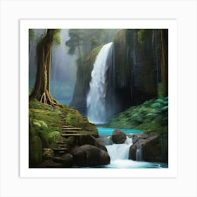 Waterfall In The Forest 1 Art Print