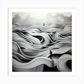 Walking In The Waves Art Print