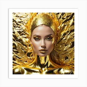 Golden Girl With Golden Wings Art Print