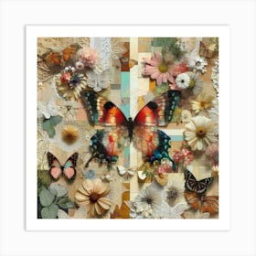 Butterflies And Flowers 1 Art Print