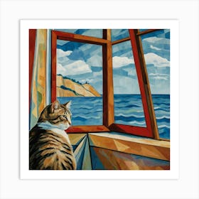 Cat Looking Out Window 3 Art Print