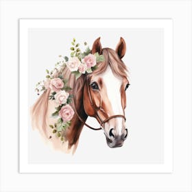 Horse With Flowers 3 Art Print