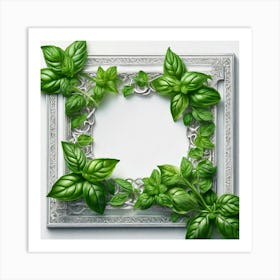 Frame With Green Leaves 3 Art Print