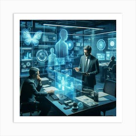 Futuristic Business Meeting 1 Art Print