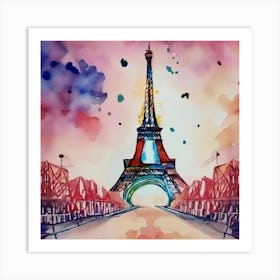 Paris Watercolor Painting Art Print