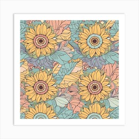 Sunflowers Seamless Pattern Art Print
