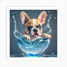 French Bulldog In Water 1 Art Print