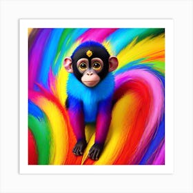 Monkey Painting rainbow Art Print