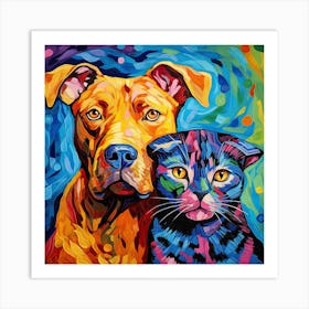 Dog And Cat Painting 9 Art Print