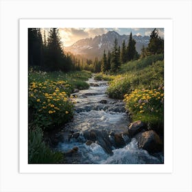 Sunrise In The Mountains Art Print