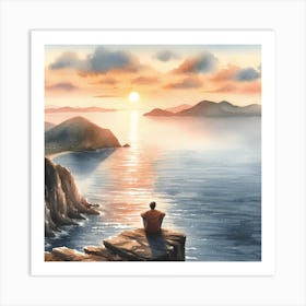 Meditating Man Dreamscape Art Print