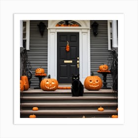 Halloween Front Porch 1 Art Print