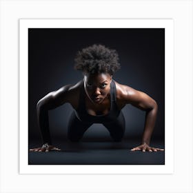 Black Woman Doing Push Ups Art Print