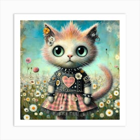 Cute punk cat 4 Art Print