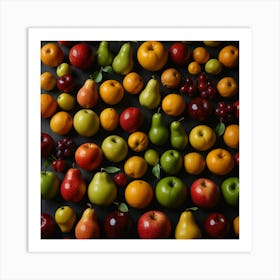 Colorful Fruits On A Black Background 1 Art Print