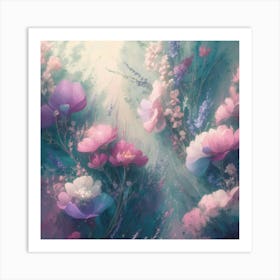 Pink And Purple Flowers Art Print