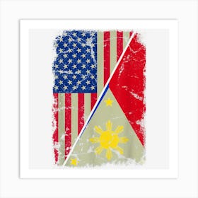 Philippines And American Flag Together Mixed Family Roots Art Print