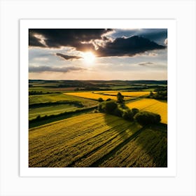 Drone Rural Farm Field Aerial Land Agricultural Crop Countryside Environment Agriculture (3) Art Print