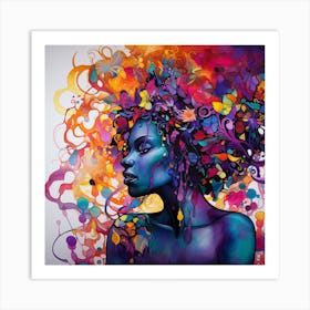 Woman With Colorful Hair 8 Art Print