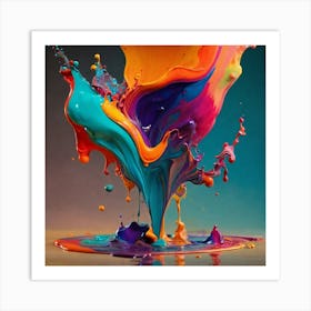 Poured colorful paint 1 Art Print