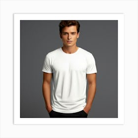 Mock Up Tshirt Blank Plain Cotton Unprinted Simple Minimalist Canvas Customizable Basic (21) Art Print