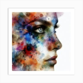 Watercolor Of A Woman'S Face 10 Art Print