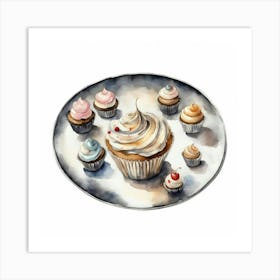 Cupcakes On A Plate Art Print