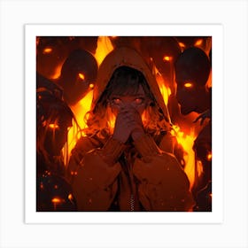 Anime Girl In Flames Art Print