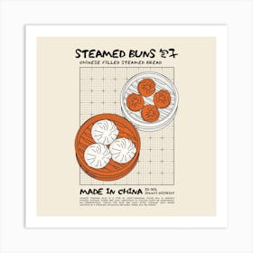 Steamed Buns Square Art Print