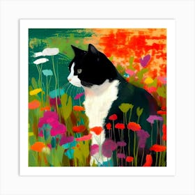 Cat In The Meadow Art Print