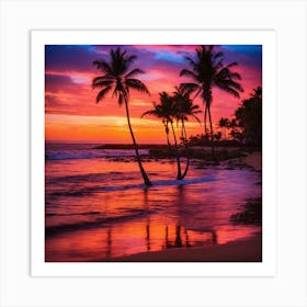 Sunset In Hawaii Art Print