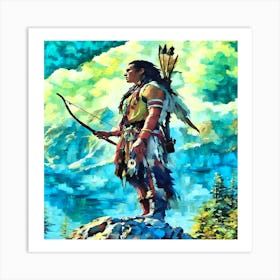 Native American Warrior-Drucke 09.12.2024--e32b Art Print