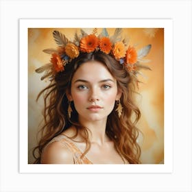 Beautiful Girl With Flowers Art Print