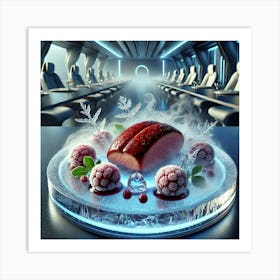 A Futuristic Dish Called Cryo Braised Icewing Duck Art Print