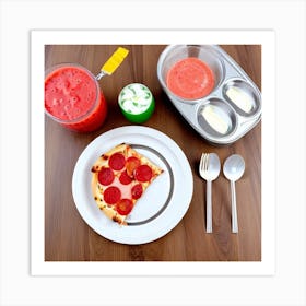 Pizza And Juice 1 Art Print