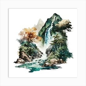 Waterfall In The Jungle 6 Art Print