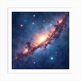 Galactic Watercolor Scene With Radiant Star Clusters 1 Art Print