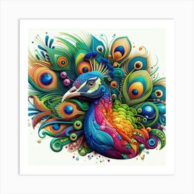 Colorful Peacock Art Print