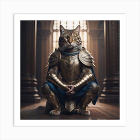 Cat In Armor Art Print