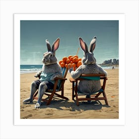 Rabbits On The Beach 1 Art Print