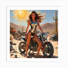 Sexy Biker Girl Art Print