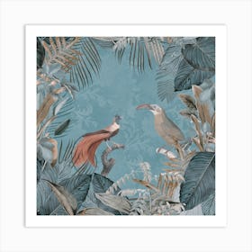 Birds Of Paradise Pastel Blue Art Print