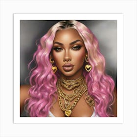 Diva With Pink Hair Art Print