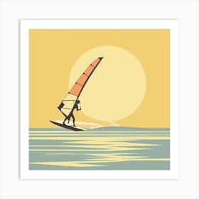 Windsurfing At Sunset Art Print