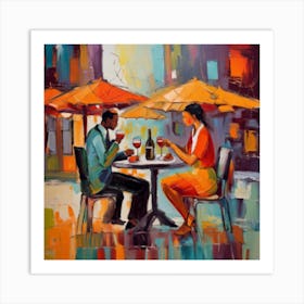 Couple At The Table 1 Art Print