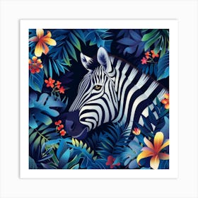 Zebra In The Jungle 4 Art Print