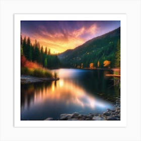 Sunset In The Mountains 26 Art Print